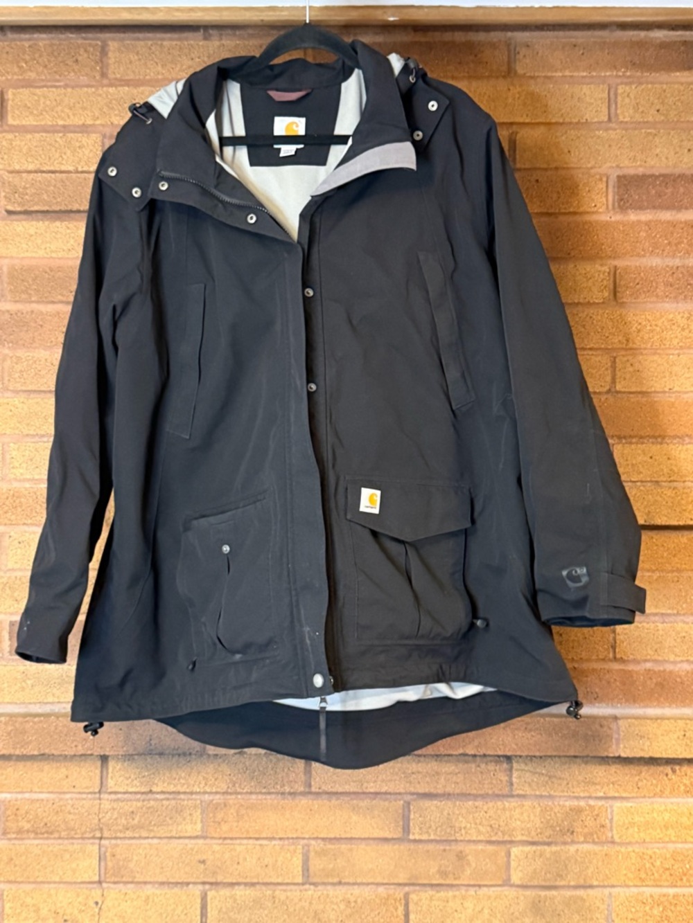 Carhartt Women’s Black Hooded Storm Defender Raincoat